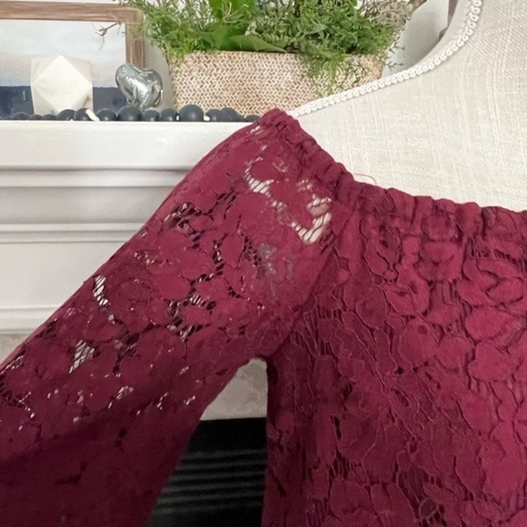 Do+be Lace Overlay Mini Burgundy Dress - Picture 10 of 13